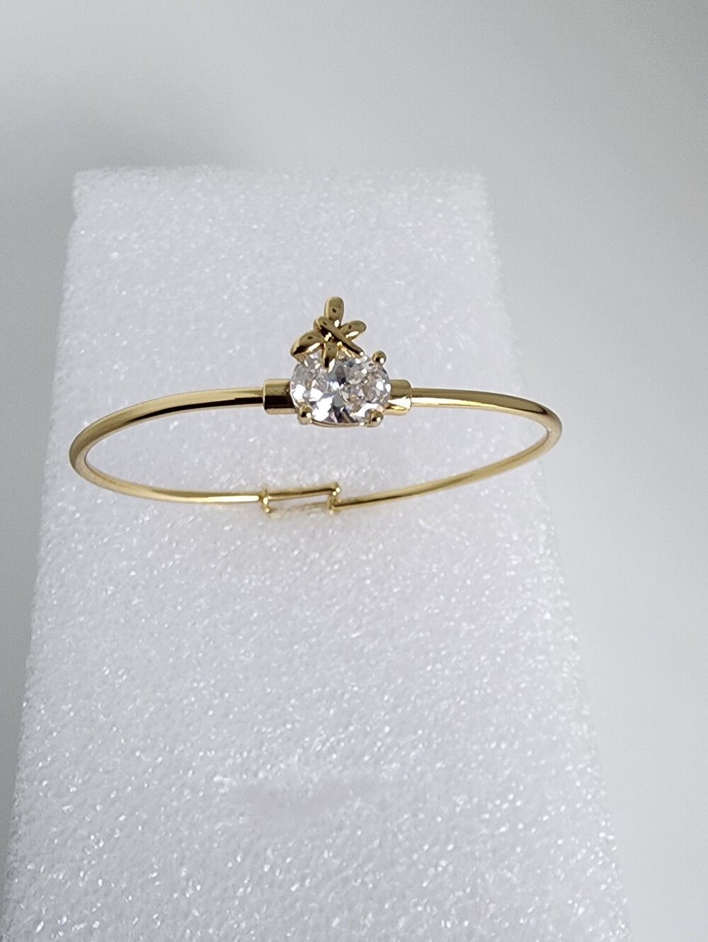 Gold Plated Butterfly CZ Bangle Bracelet Girls Kids 40mm Gift Jewelry - Picture 6 of 7